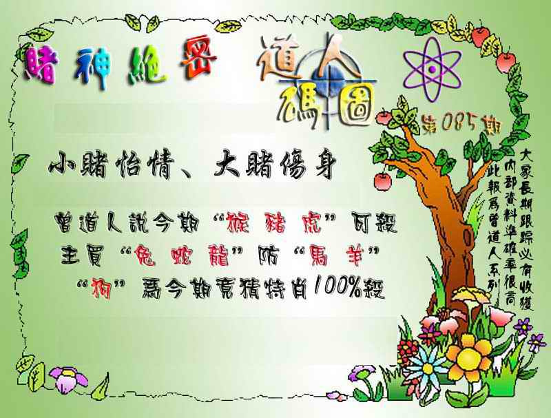 六合彩085期经典码图