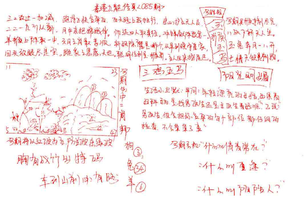 六合彩085期九龙传真(手写)