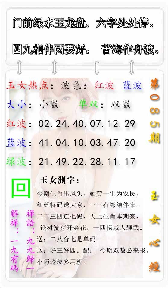 六合彩085期玉女心经报