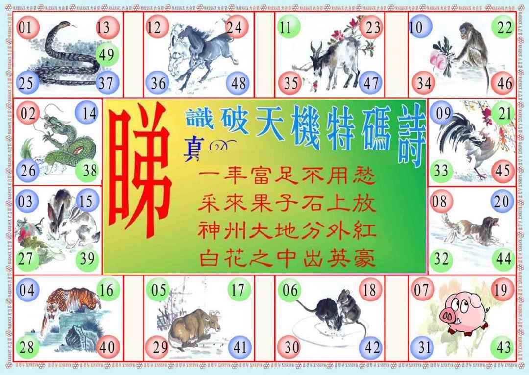 六合彩085期识破天机B版