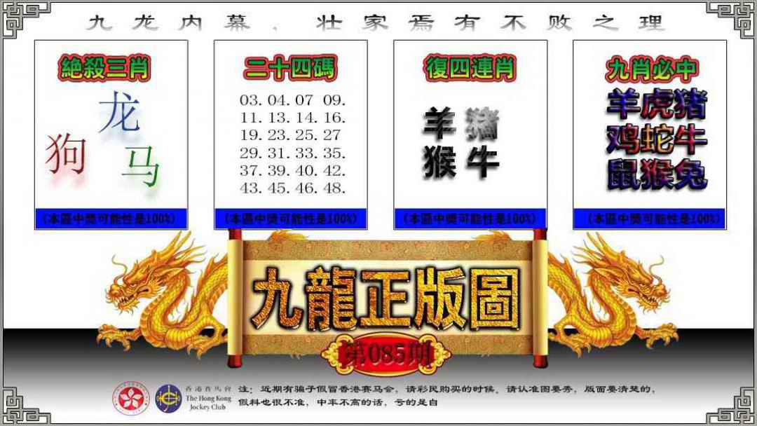 六合彩085期九龙正版图