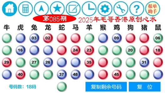 六合彩085期毛哥心水