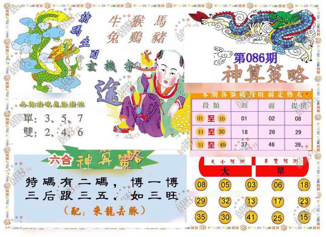 六合彩086期神算策略
