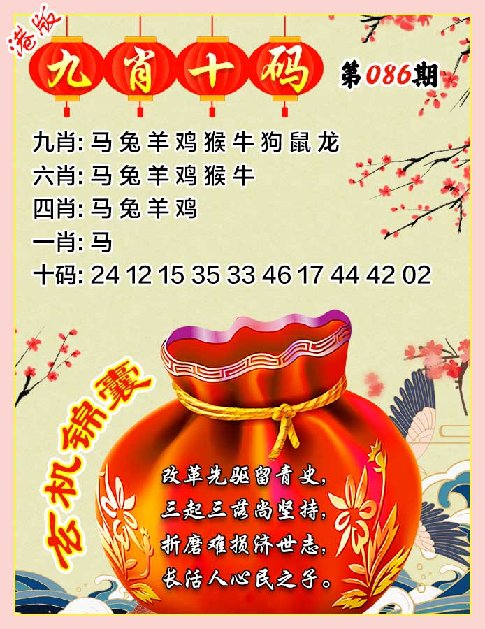 六合彩086期九肖十码