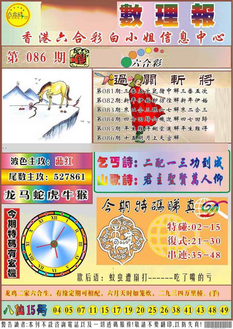 六合彩086期马经数理报