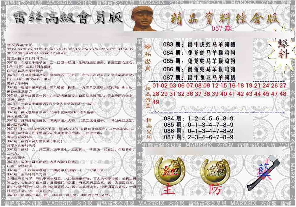 六合彩087期雷锋资料综合版