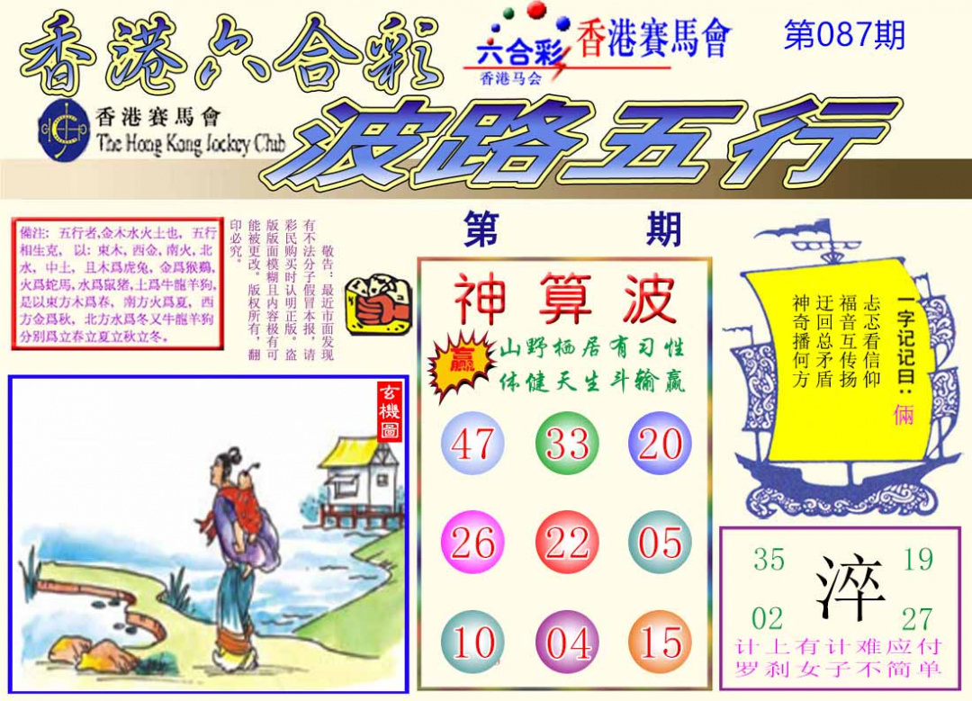六合彩087期波路五行