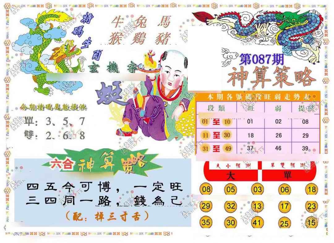 六合彩087期神算策略