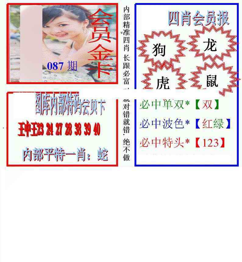 六合彩087期马经四肖会员报(新图)