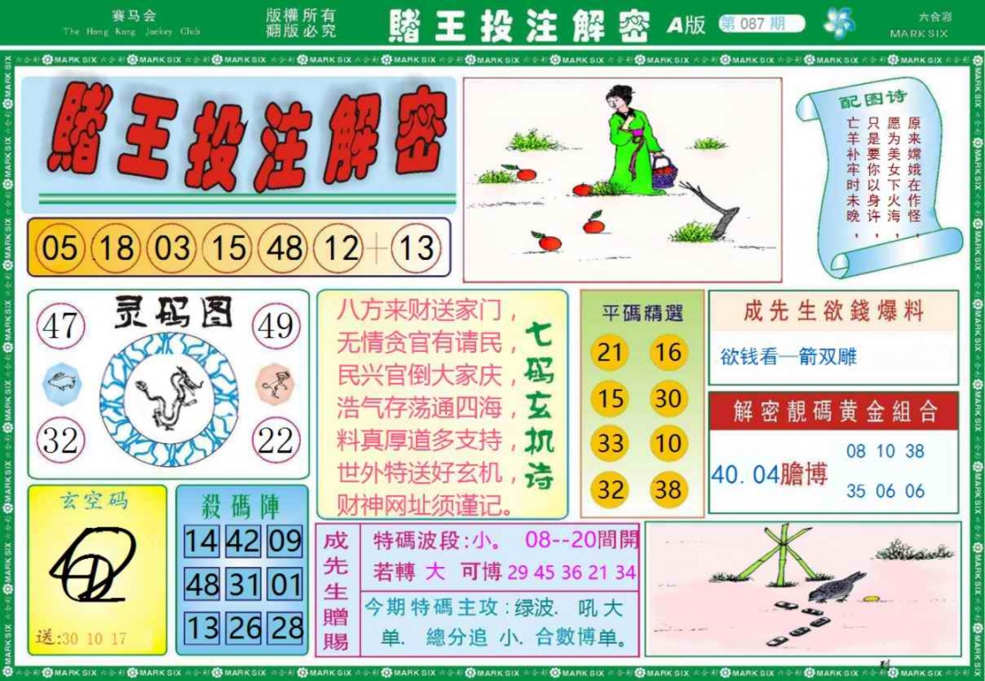 六合彩087期赌王投注解密记录