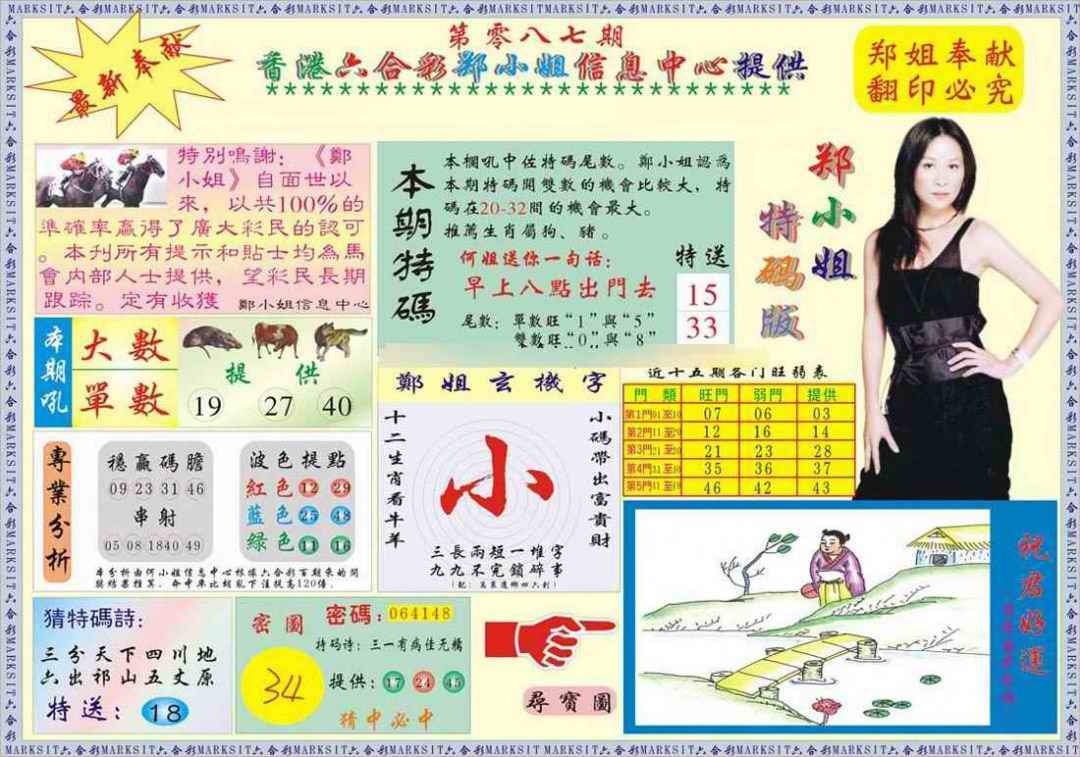 六合彩087期郑小姐特码报A
