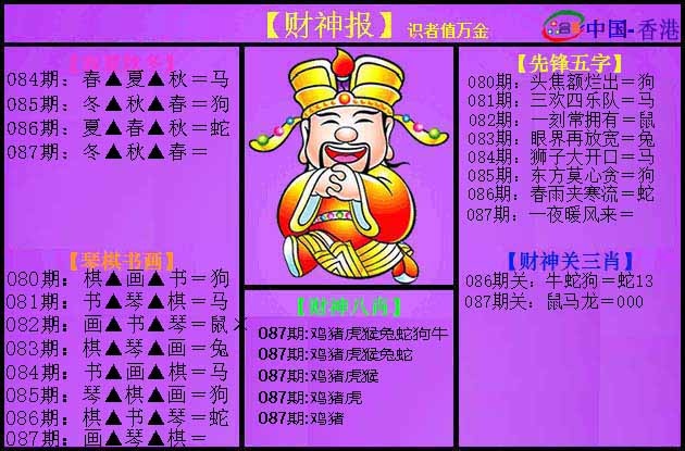 六合彩087期紫财神