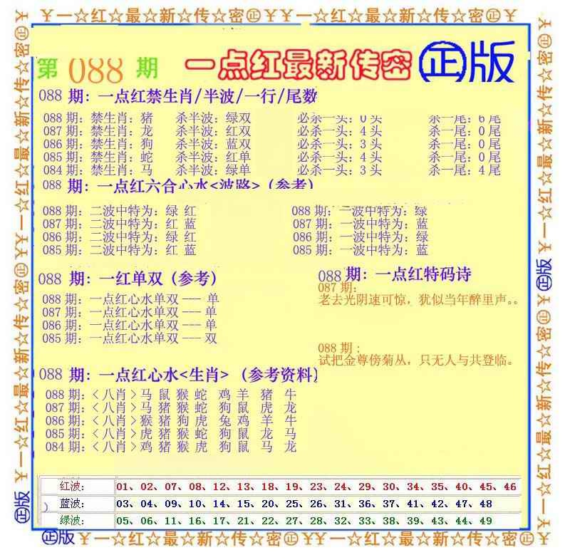 六合彩088期一点红最新传密