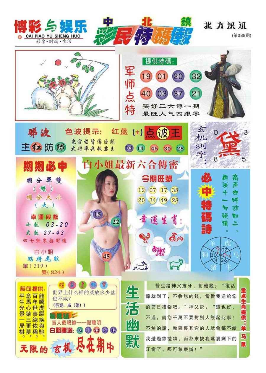 六合彩088期中北彩民特码报(新)