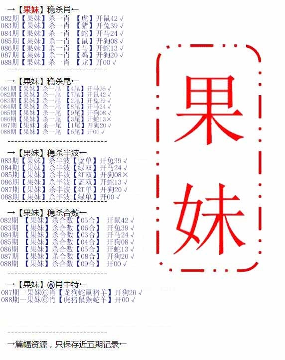 六合彩088期果妹心水