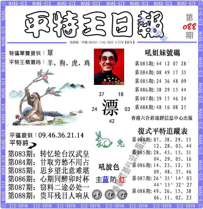 六合彩088期平特王日报（荐）