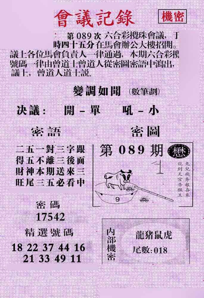 六合彩089期会议记录