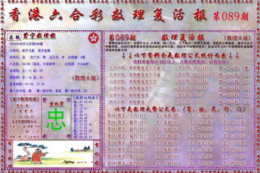 六合彩089期数理复活报