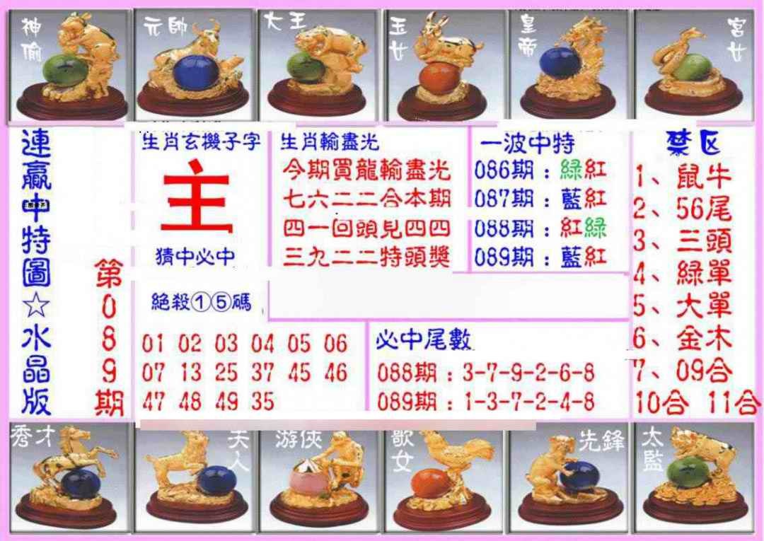 六合彩089期连赢中特图（水晶版）