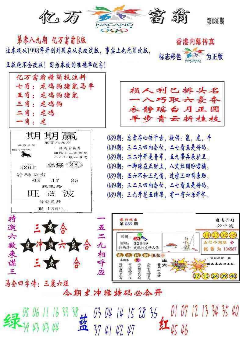六合彩089期亿万富翁B