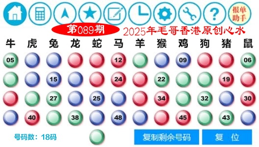 六合彩089期毛哥心水