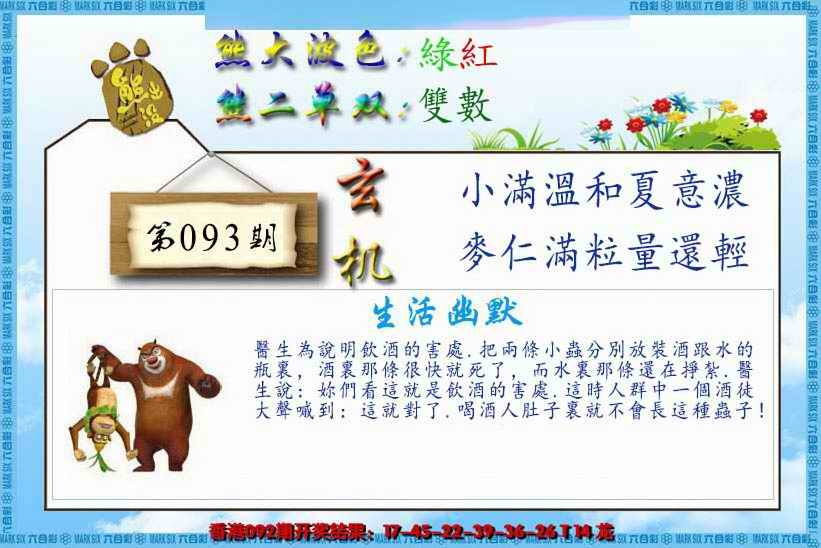 六合彩093期熊出没生活幽默