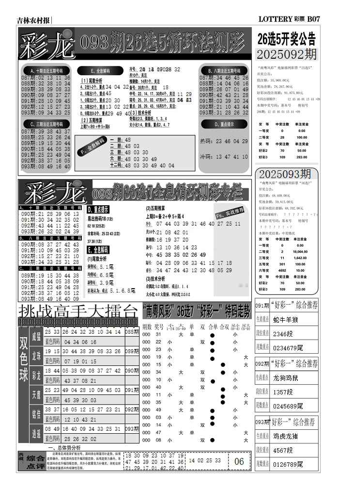六合彩093期七星彩图(高清)D