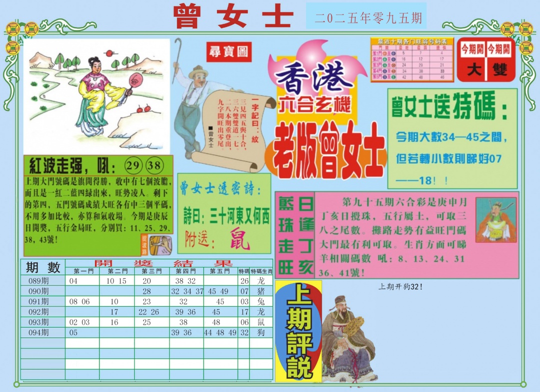 六合彩095期老版曾女士A