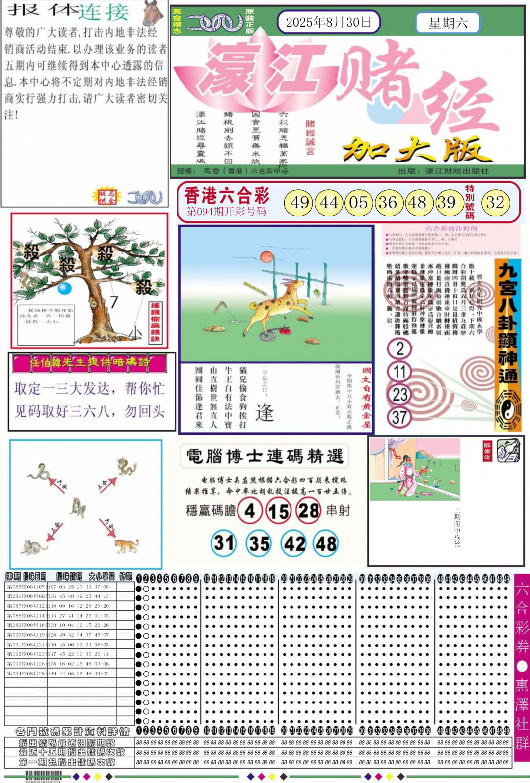 六合彩095期濠江赌经A加大版