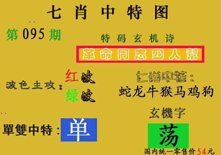 六合彩095期七肖中特(新图)