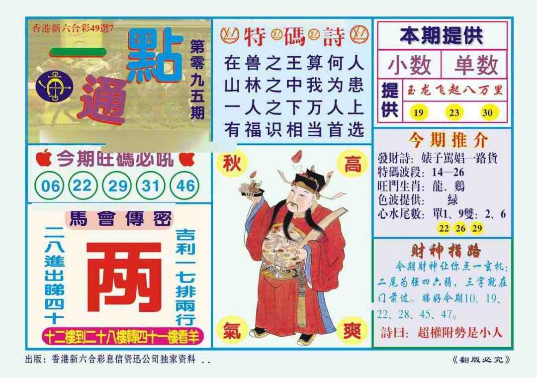 六合彩095期一点通（新图）