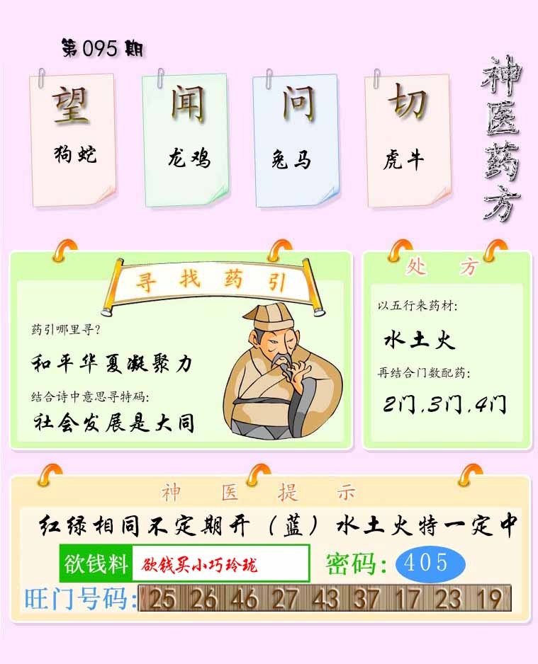 六合彩095期神医药方
