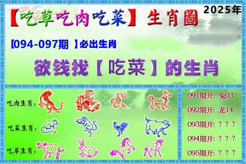 六合彩095期吃草吃肉吃菜玄机