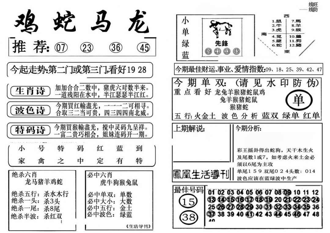 六合彩095期生活快报(新料)