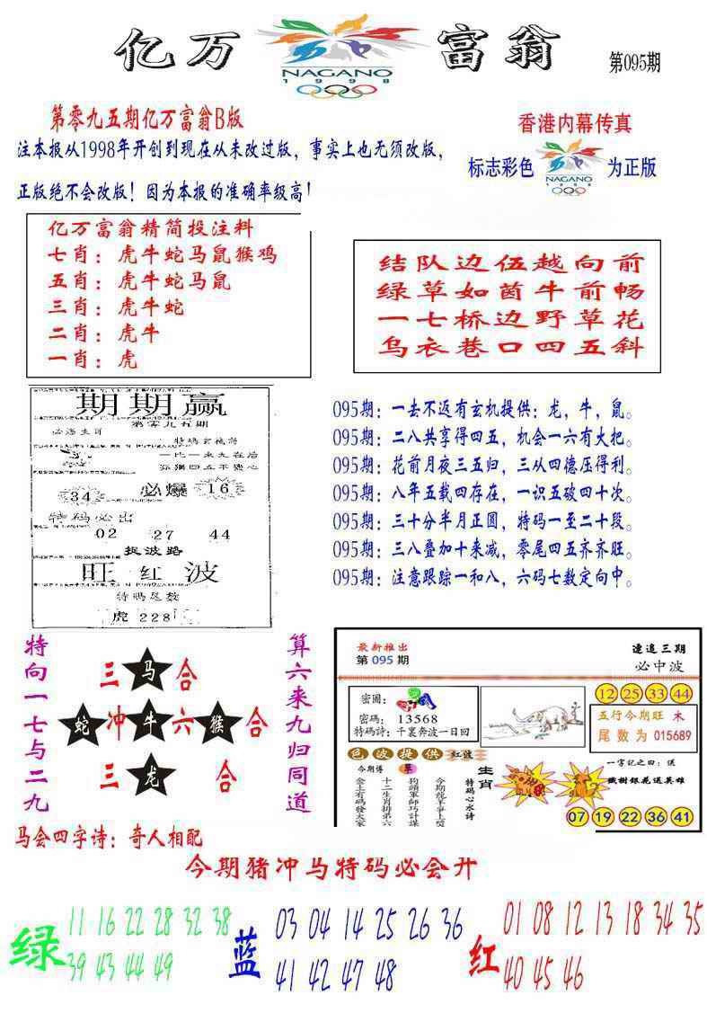 六合彩095期亿万富翁B