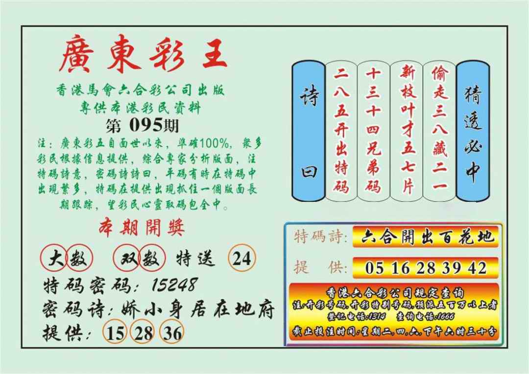 六合彩095期广东彩王
