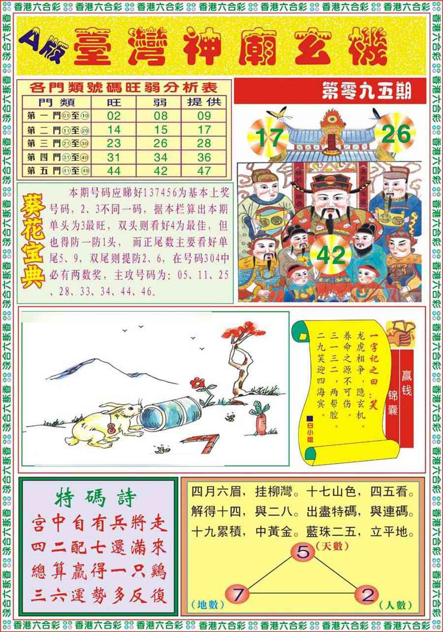 六合彩095期台湾神庙A