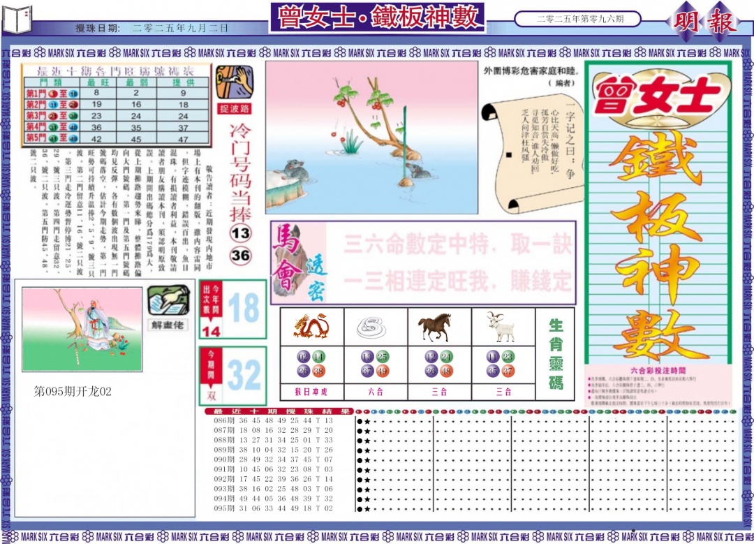 六合彩096期曾女士铁板神数A
