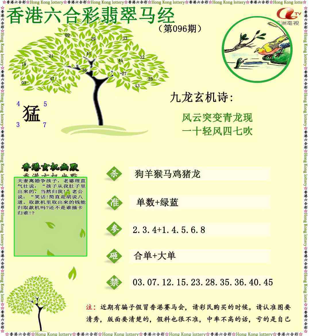六合彩096期翡翠马经