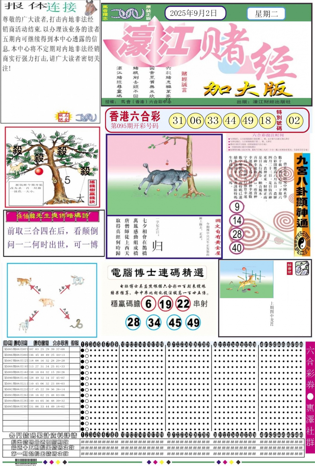 六合彩096期濠江赌经A加大版