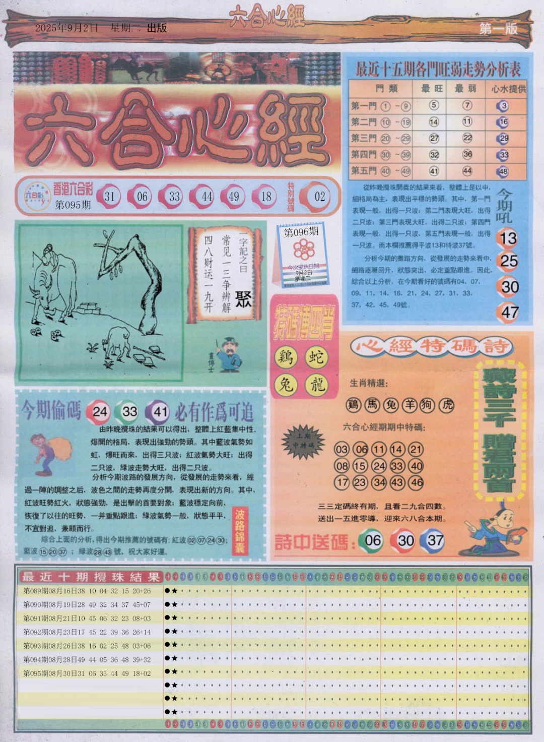 六合彩096期六合心经A