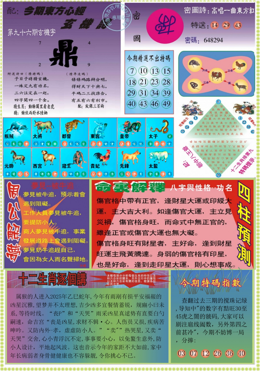 六合彩096期东方心经B
