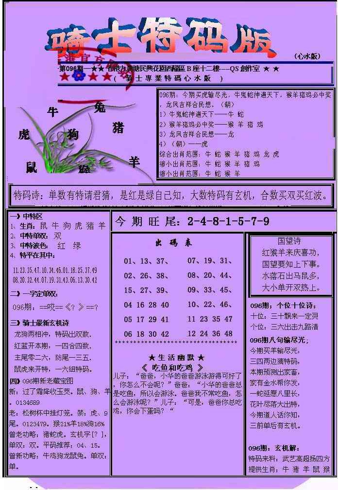 六合彩096期另骑士特码版