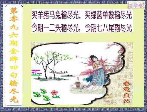 六合彩096期金牌四句输尽光