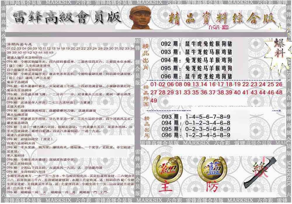 六合彩096期雷锋资料综合版