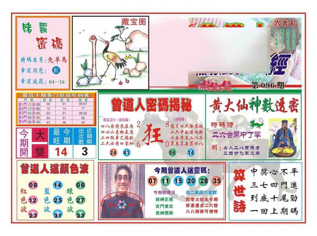 六合彩096期赢钱一经(新图)