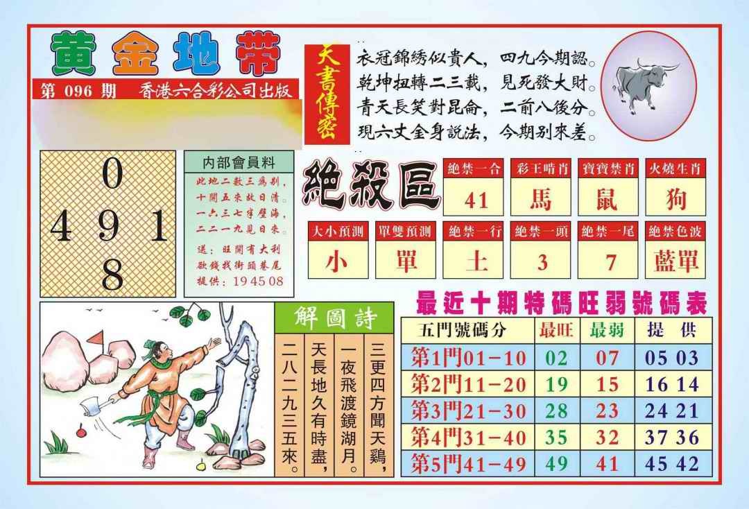 六合彩096期香港黄金地带(新图)