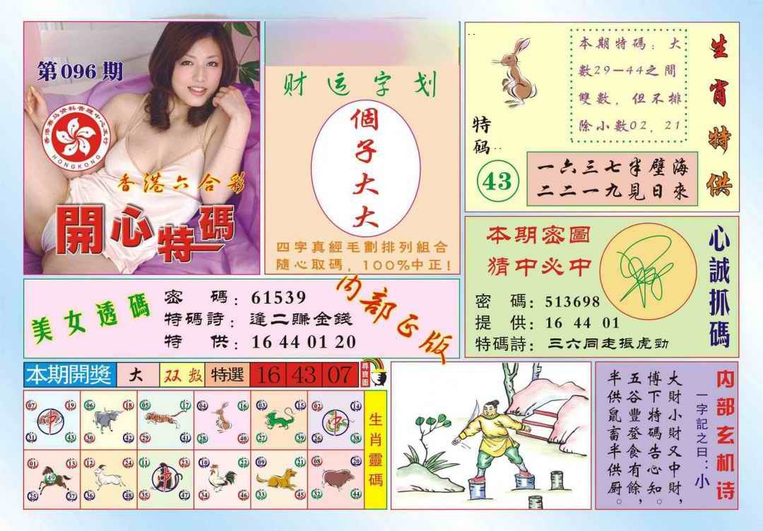 六合彩096期香港开心特码(新图)