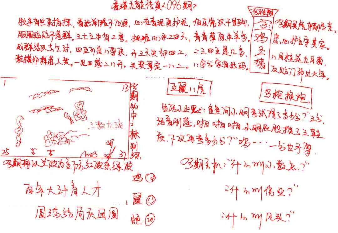 六合彩096期九龙传真(手写)