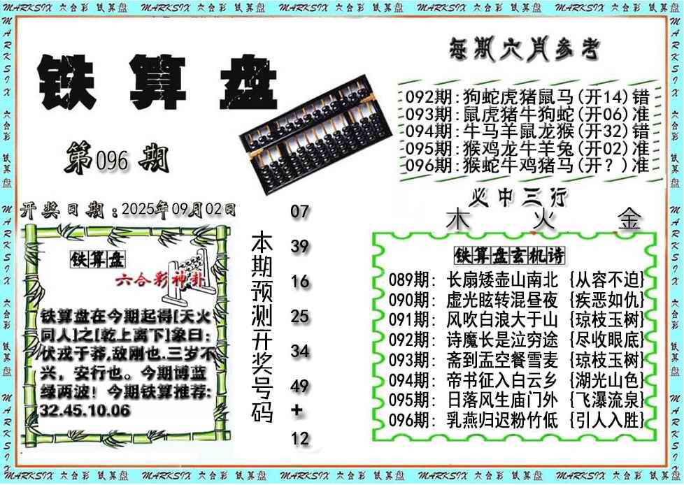六合彩096期铁算盘